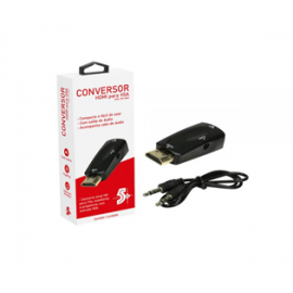 Conversor de Vídeo HDMI p/ VGA + áudio  