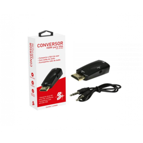 Conversor de Vídeo HDMI p/ VGA + áudio 