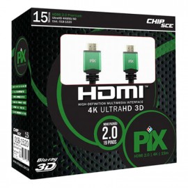 Cabo HDMI Premium 2.0 4k Ultra HD 15 metros PIX