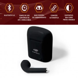 Fone de Ouvido EP-TWS-20BK Bluetooth - C3Tech 