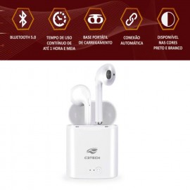 Fone de Ouvido EP-TWS-20WH Bluetooth - C3Tech 