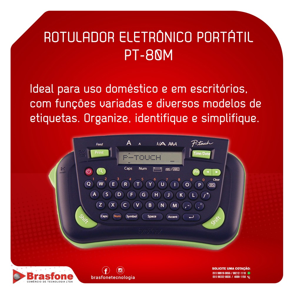 Rotulador Eletrônico Portátil Brother PT80M - BROTHER