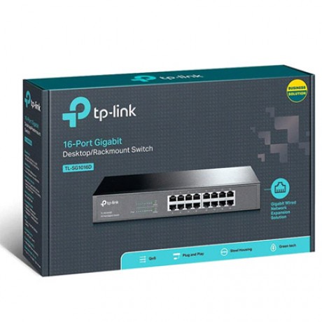 Switch 16 Portas TP-Link Gigabit 10/100/1000 Mbps Rack/Desk - TL-SG1016D