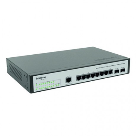 Switch Gerenciável Intelbras 8 portas Gigabit Ethernet + 2 portas Mini-GBIC - SG 1002 MR