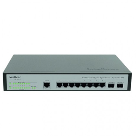Switch Gerenciável Intelbras 8 portas Gigabit Ethernet + 2 portas Mini-GBIC - SG 1002 MR