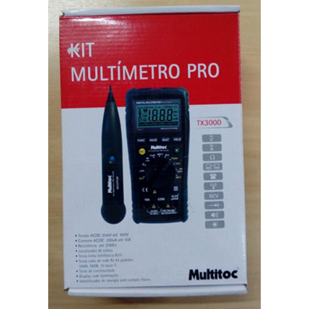 Kit Multímetro Pro - AC/DC 20mv A / 600v - Multitoc