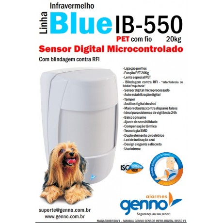 Sensor Infra IB-550 Pet RFI Digital c/ Fio - Genno